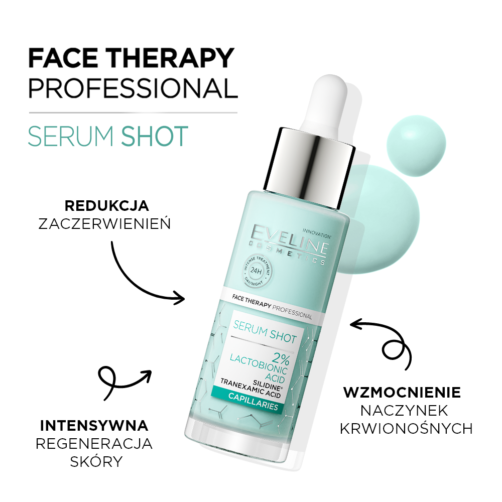 Eveline Cosmetics - Serum Shot Kuracja wzmacniająca z 2% kwasem laktobionowym na zaczerwienienia i naczynka - 2