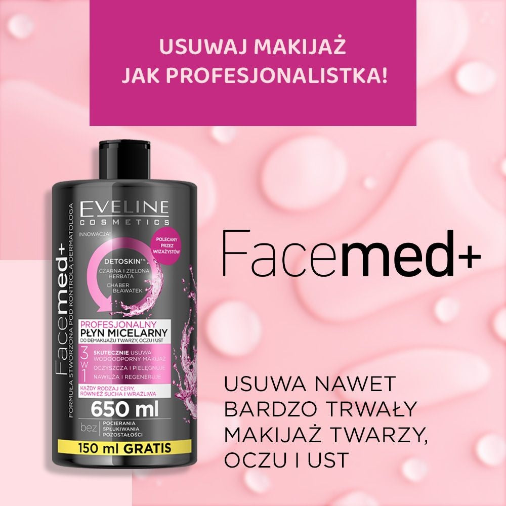 Eveline Cosmetics - Profesjonalny płyn micelarny do demakijażu twarzy, oczu i ust 3w1 - 2