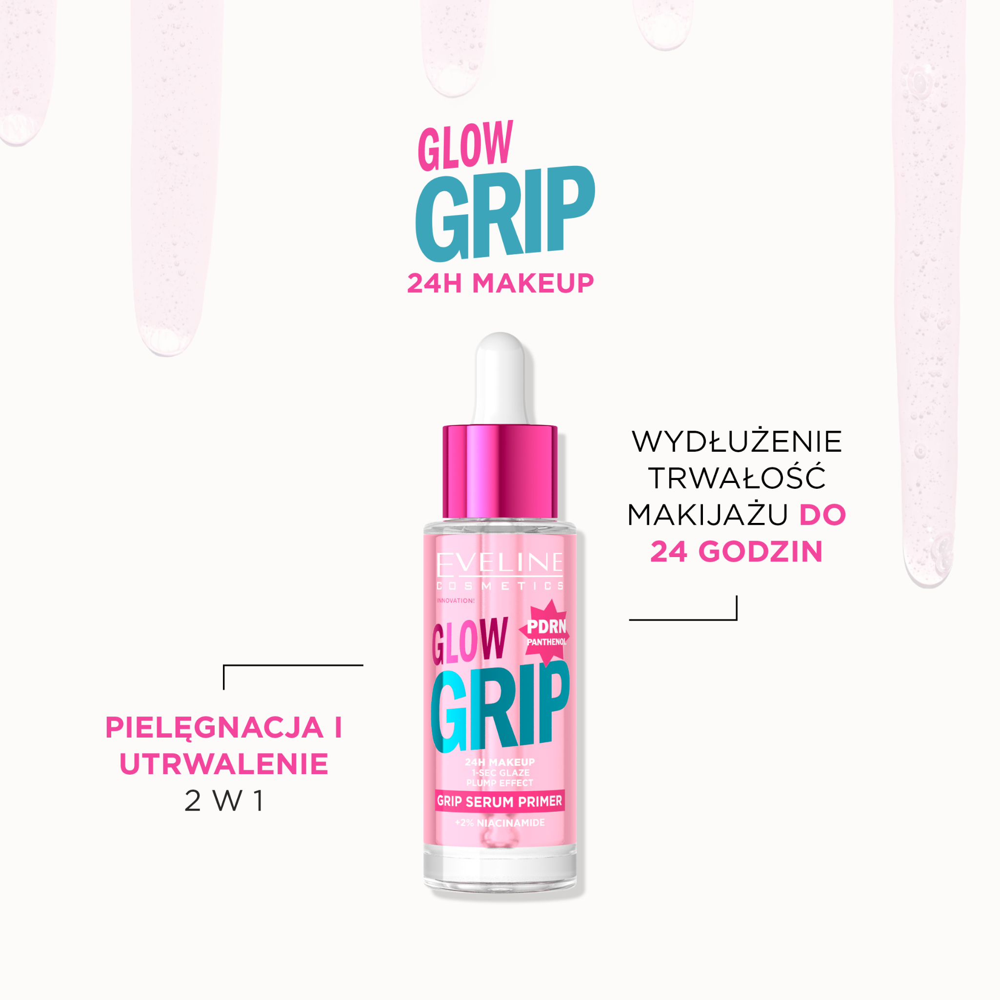 Baza-serum pod makijaż, 24H trwałości i rozświetlenia, Glow Grip - 2