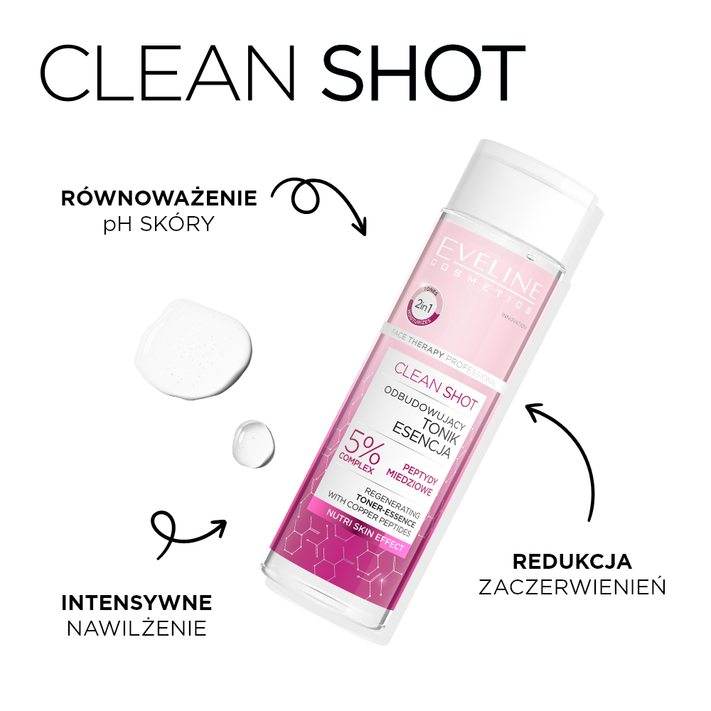 Eveline Cosmetics - Clean Shot Odbudowujący tonik-esencja - 2