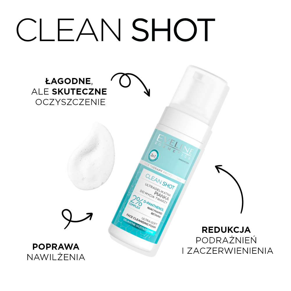 Eveline Cosmetics - Clean Shot Ultradelikatna pianka do mycia twarzy - 2