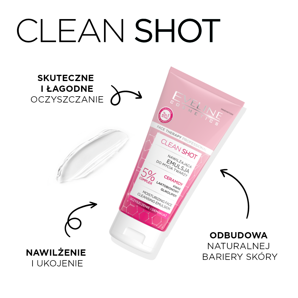 Eveline Cosmetics - Clean Shot Nawilżająca emulsja do mycia twarzy - 2