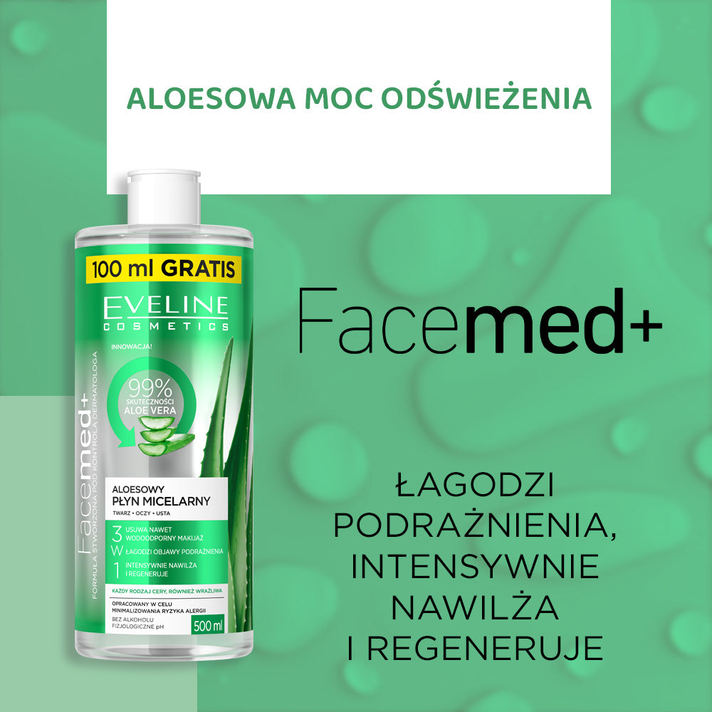 Eveline Cosmetics - Odświeżająco-łagodzący aloesowy płyn micelarny 3w1 - 2
