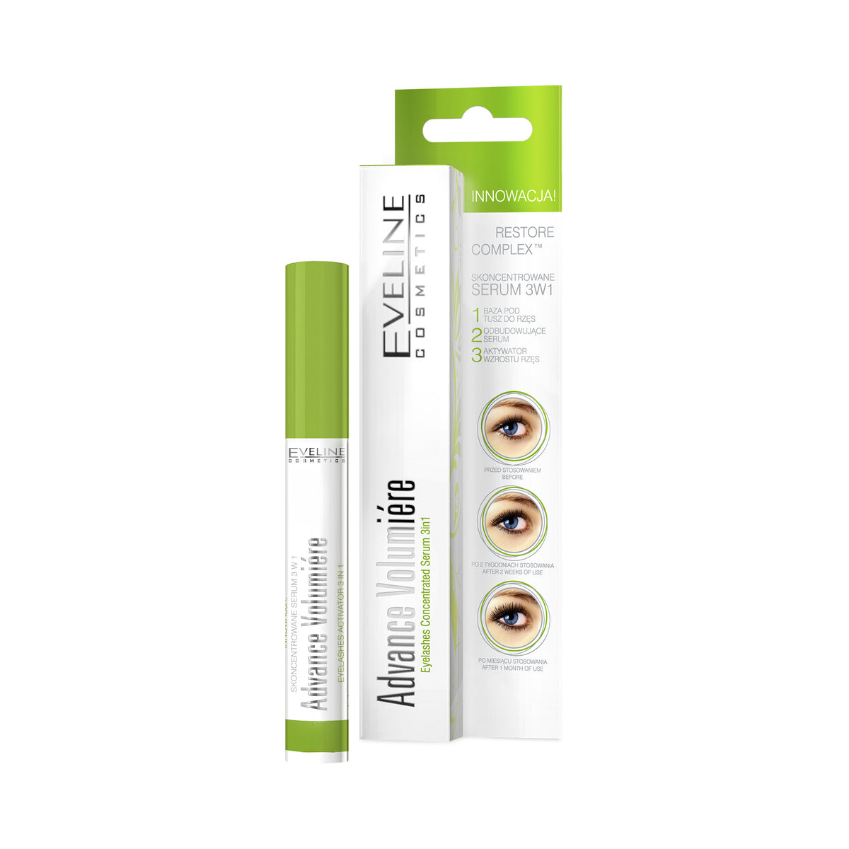 Skoncentrowane serum do rzęs odżywiająco-stymulujące wzrost rzęs 3w1