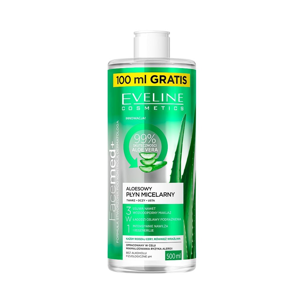 Eveline Cosmetics - Odświeżająco-łagodzący aloesowy płyn micelarny 3w1