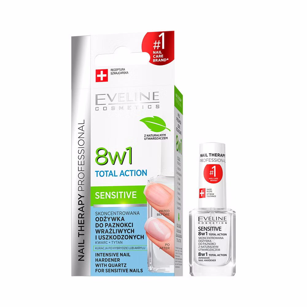Eveline Cosmetics - Skoncentrowana odżywka do paznokci kruchych i łamliwych total action sensitive 8w1