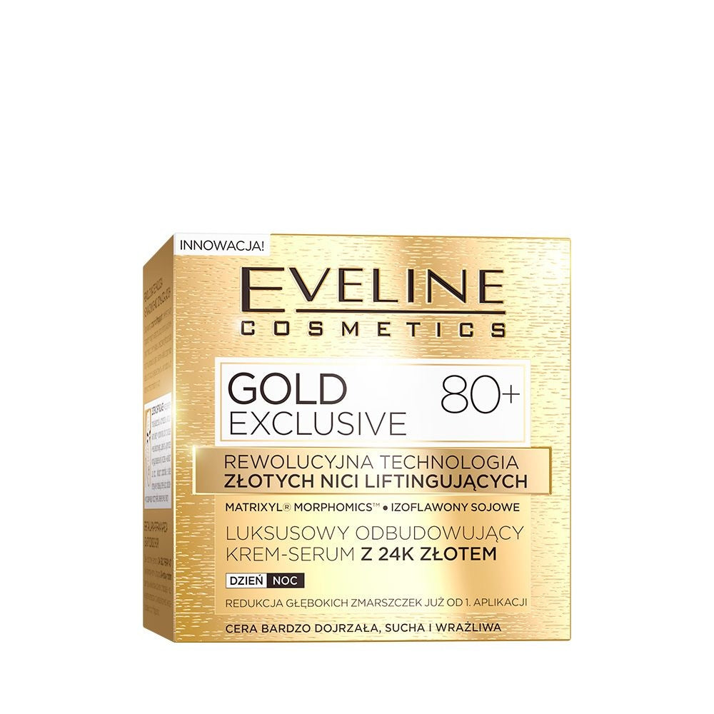Eveline Cosmetics - Gold exclusive 80+ luksusowy odbudowujący krem-serum z 24k złotem