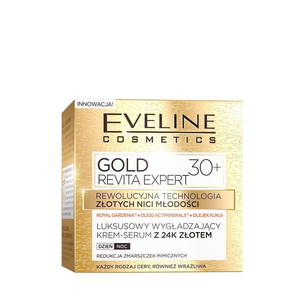 Eveline Cosmetics - Luksusowy wygładzający krem-serum z 24k złotem 30+