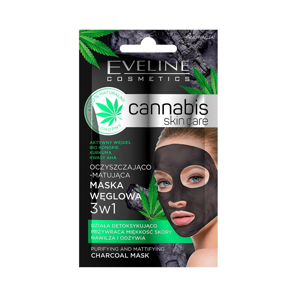 Eveline Cosmetics - Oczyszczająco-matująca maska węglowa 3w1