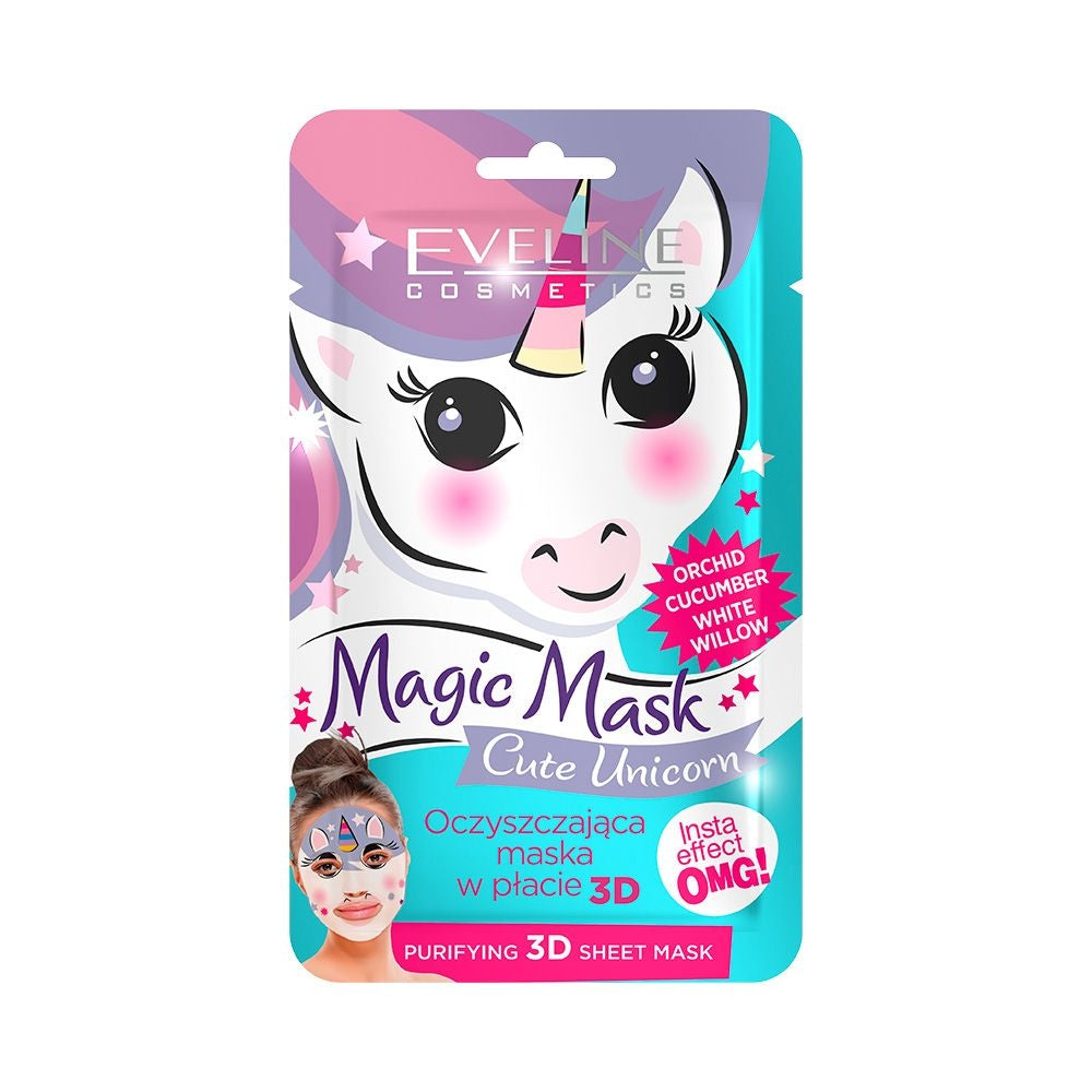 Eveline Cosmetics - Oczyszczająca maska w płacie - 3d cute unicorn