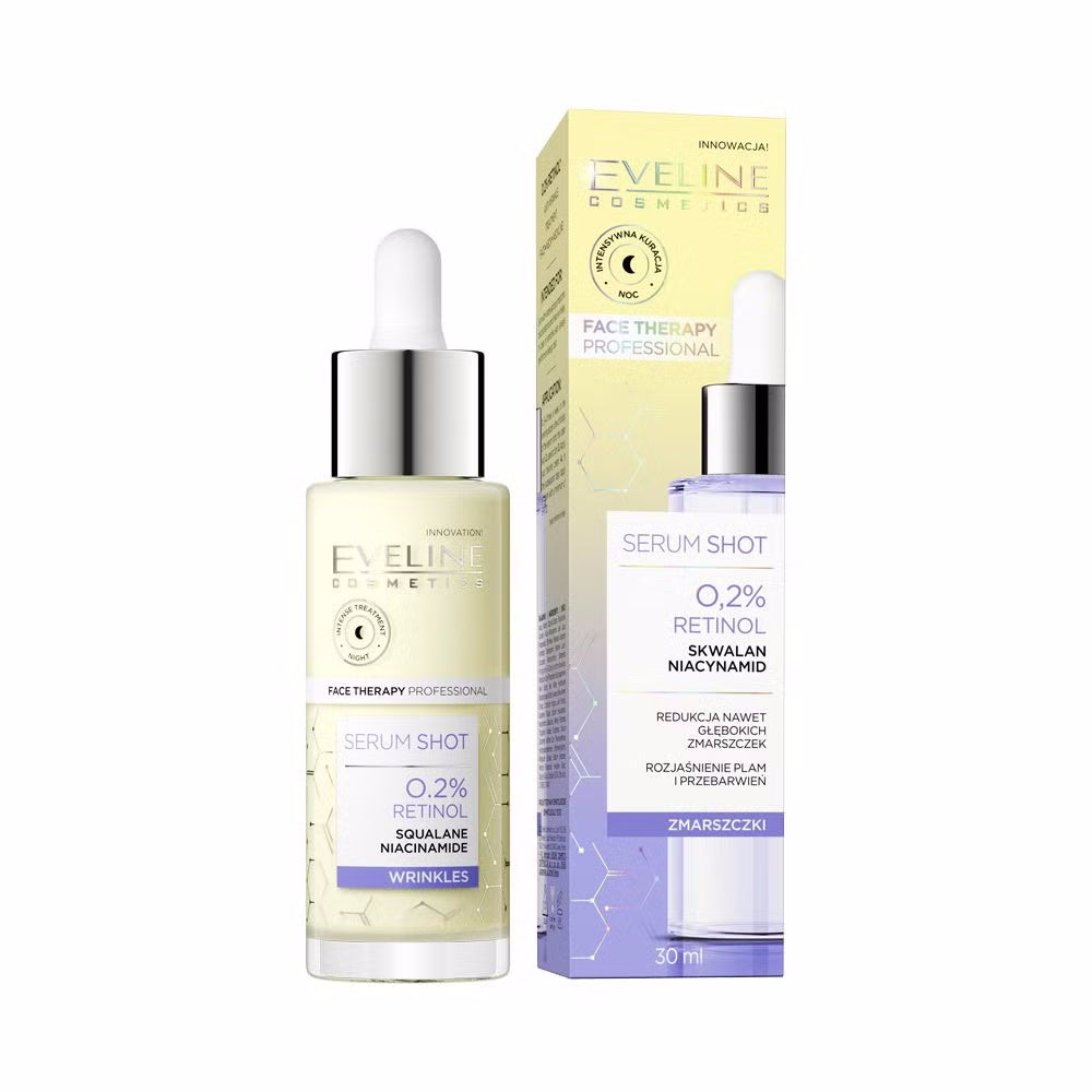 Eveline Cosmetics - Serum Shot Kuracja przeciwzmarszczkowa z 0,2% retinolu na twarz, szyję i dekolt