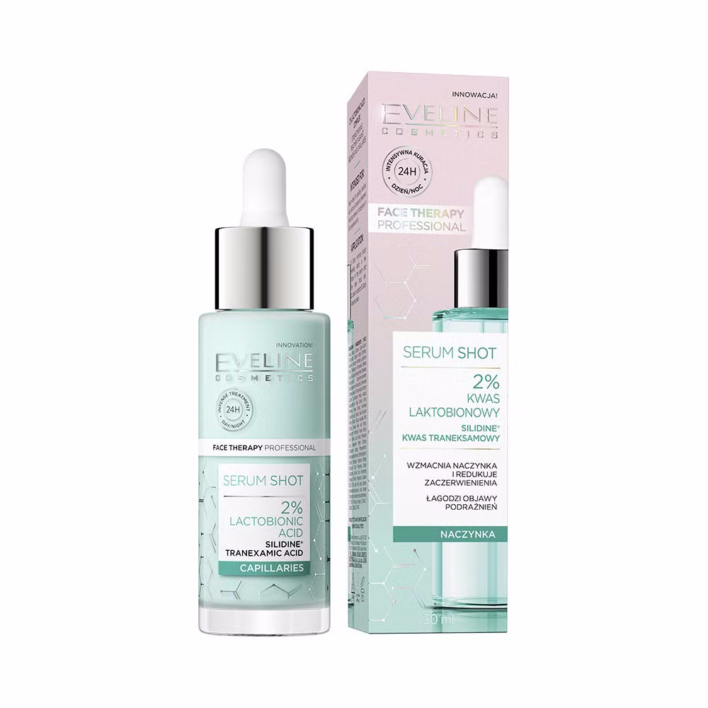 Eveline Cosmetics - Serum Shot Kuracja wzmacniająca z 2% kwasem laktobionowym na zaczerwienienia i naczynka