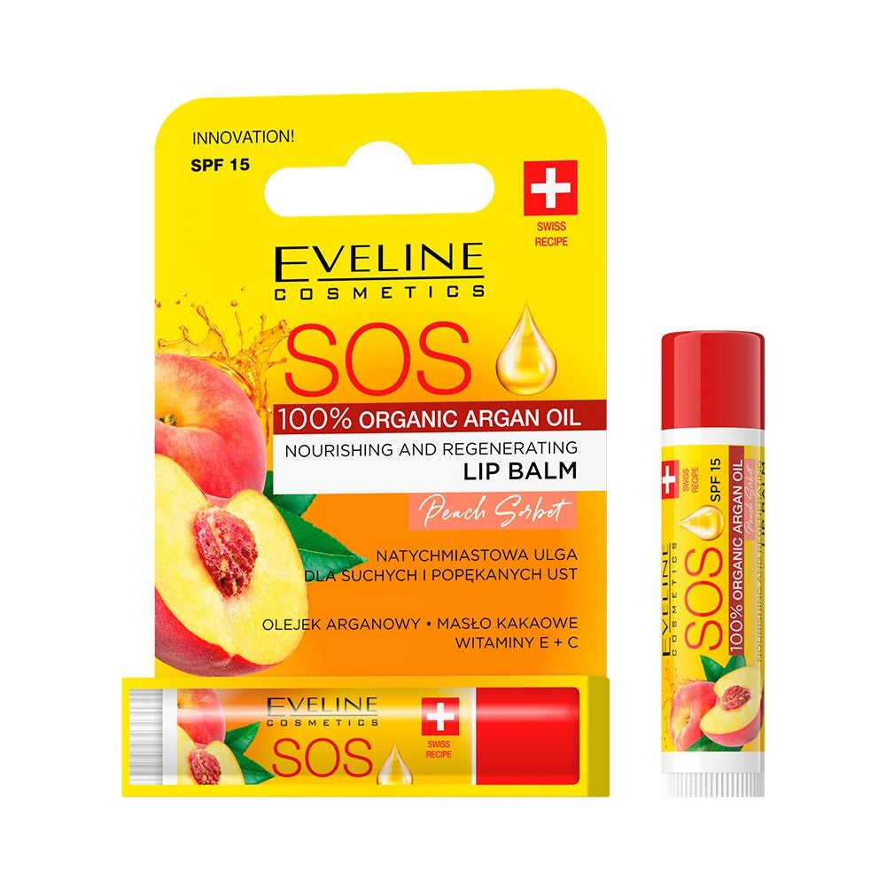 Eveline Cosmetics - S.O.S. Odżywczo-regenerujący balsam do ust Peach Sorbet