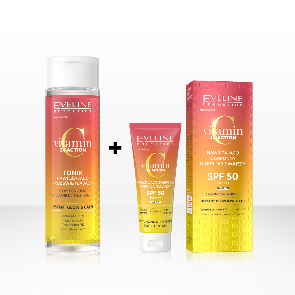 Eveline Cosmetics - Zestaw Pielęgnacyjny Duet: tonik i krem z witaminą C