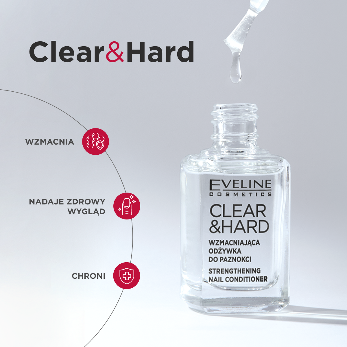 Eveline Cosmetics - Wzmacniająca odżywka do paznokci Clear&Hard - 2